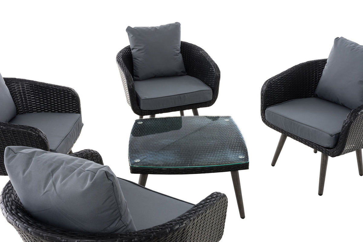 Lounge set Ameland 1,25 mm vlak Polyrotan Zithoogte 45 cm ijzerachtig grijs,zwart schwarz