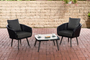 Balkonset Ameland vlak rotan Zithoogte 45 cm antraciet,zwart schwarz