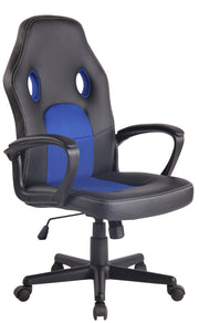 Bureaustoel Elbing Kunstleer zwart/blauw schwarz/blau