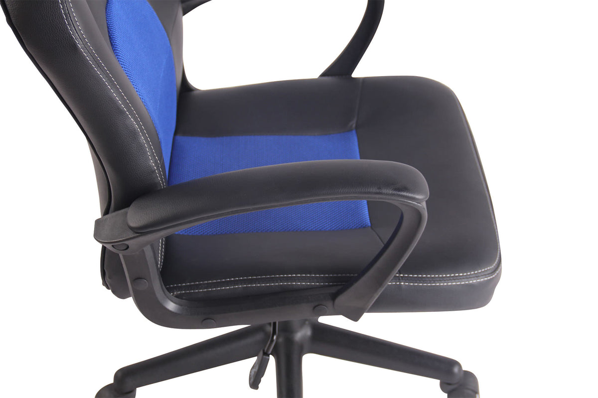 Bureaustoel Elbing Kunstleer zwart/blauw schwarz/blau