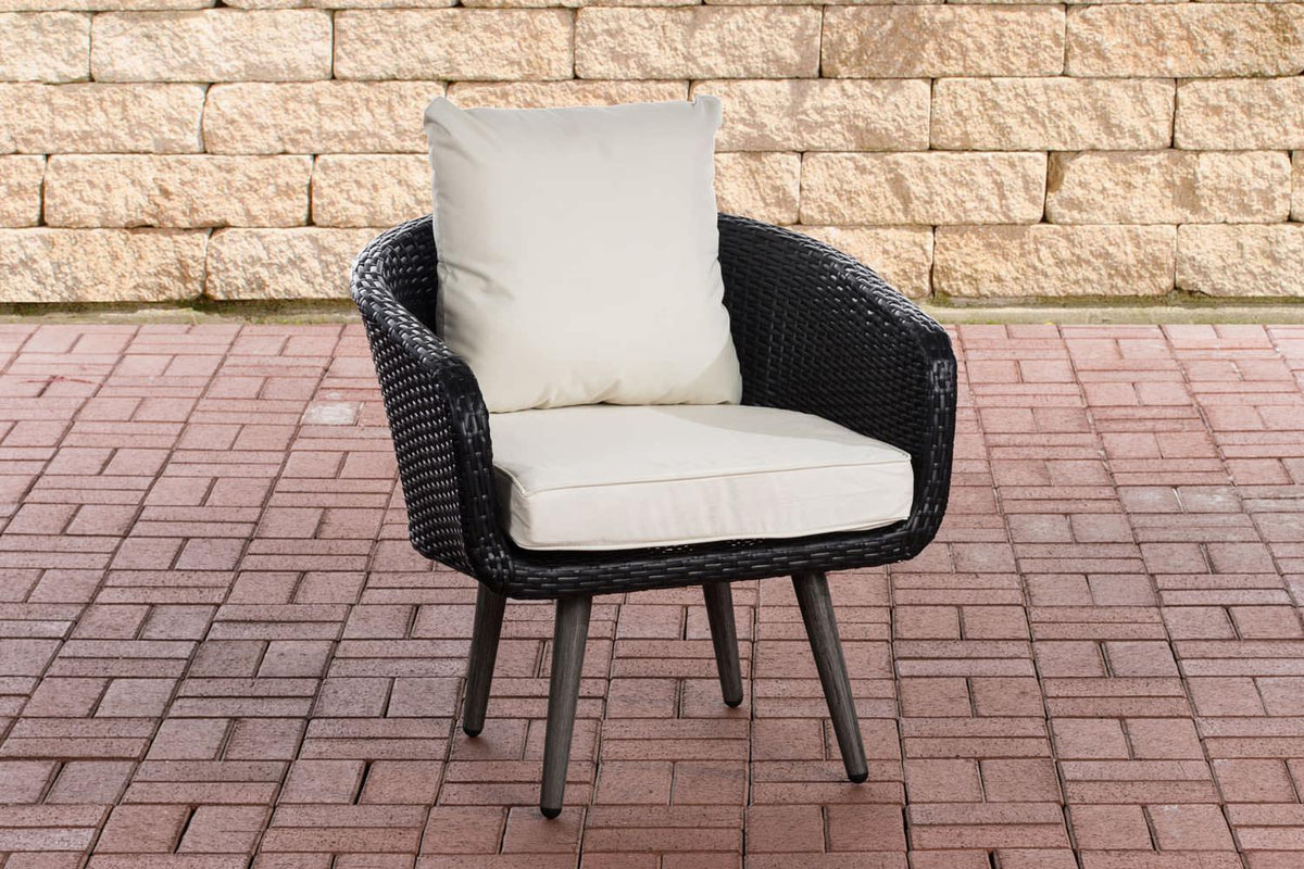 Fauteuil Ameland vlak rotan Zithoogte 45 cm gebroken wit,zwart schwarz