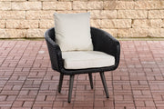 Fauteuil Ameland vlak rotan Zithoogte 45 cm gebroken wit,zwart schwarz