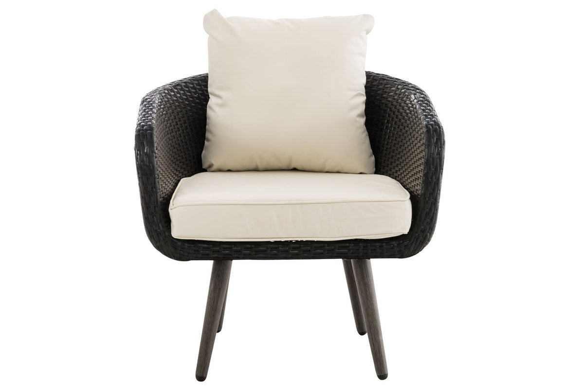 Fauteuil Ameland vlak rotan Zithoogte 45 cm gebroken wit,zwart schwarz