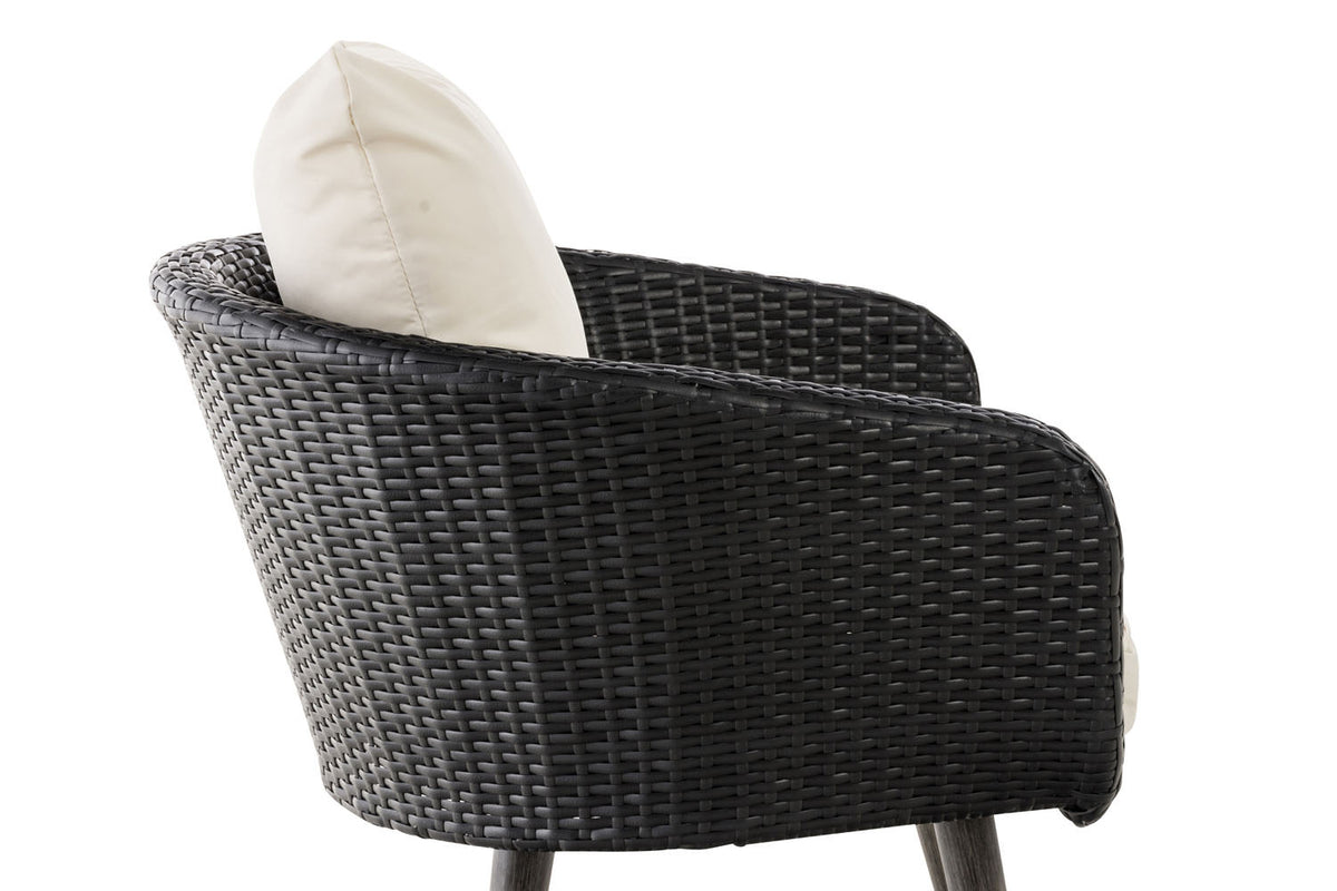 Fauteuil Ameland vlak rotan Zithoogte 45 cm gebroken wit,zwart schwarz