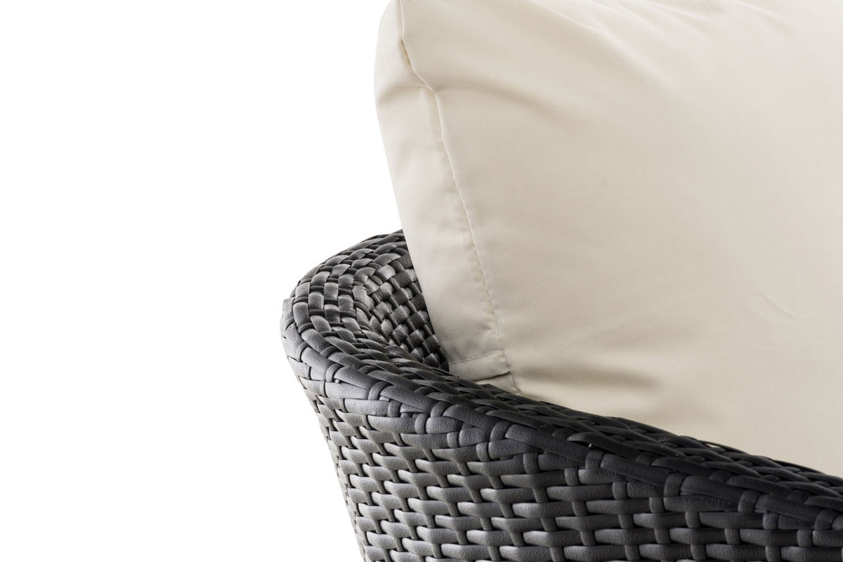 Fauteuil Ameland vlak rotan Zithoogte 45 cm gebroken wit,zwart schwarz