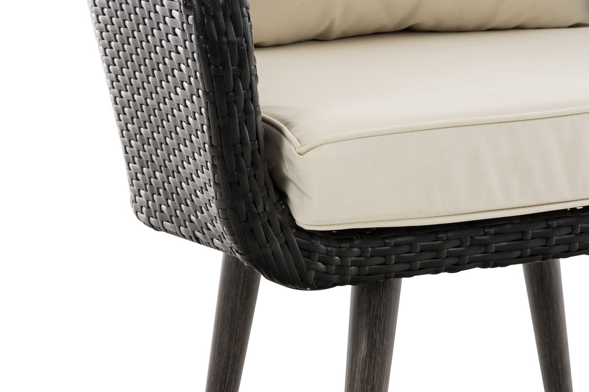 Fauteuil Ameland vlak rotan Zithoogte 45 cm gebroken wit,zwart schwarz