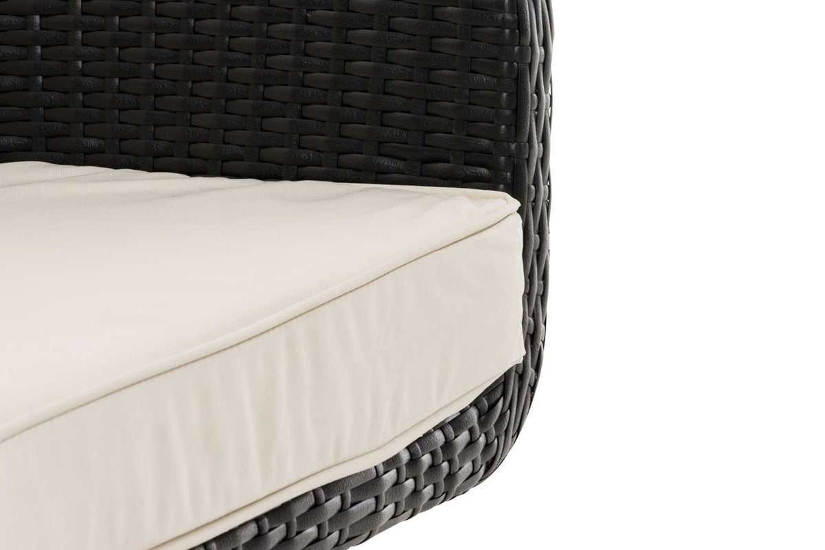 Fauteuil Ameland vlak rotan Zithoogte 45 cm gebroken wit,zwart schwarz