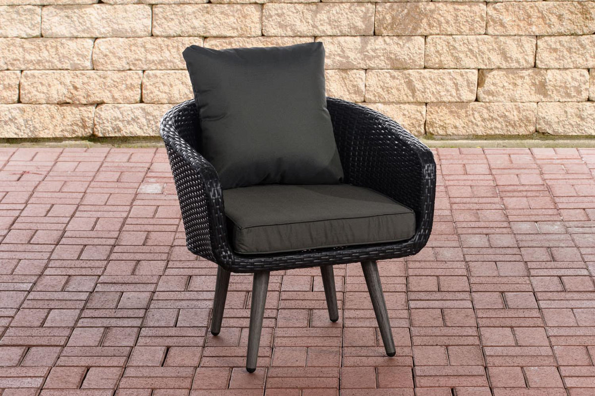 Fauteuil Ameland vlak rotan Zithoogte 45 cm antraciet,zwart schwarz