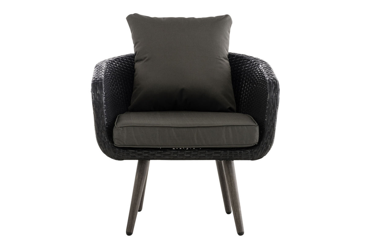 Fauteuil Ameland vlak rotan Zithoogte 45 cm antraciet,zwart schwarz