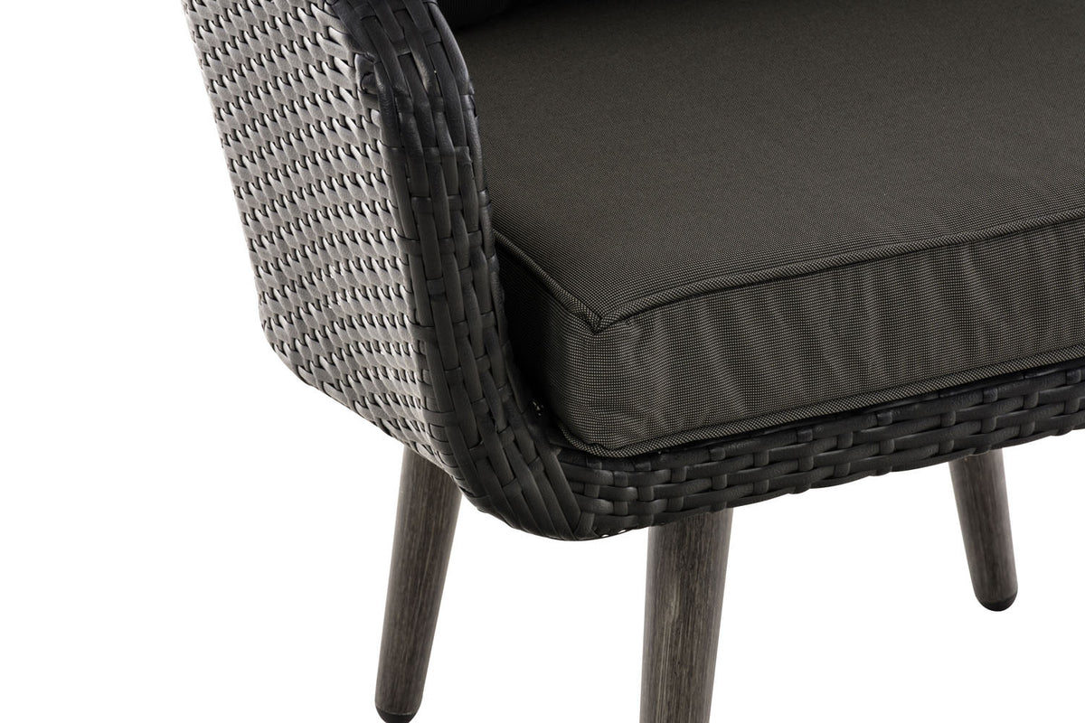 Fauteuil Ameland vlak rotan Zithoogte 45 cm antraciet,zwart schwarz