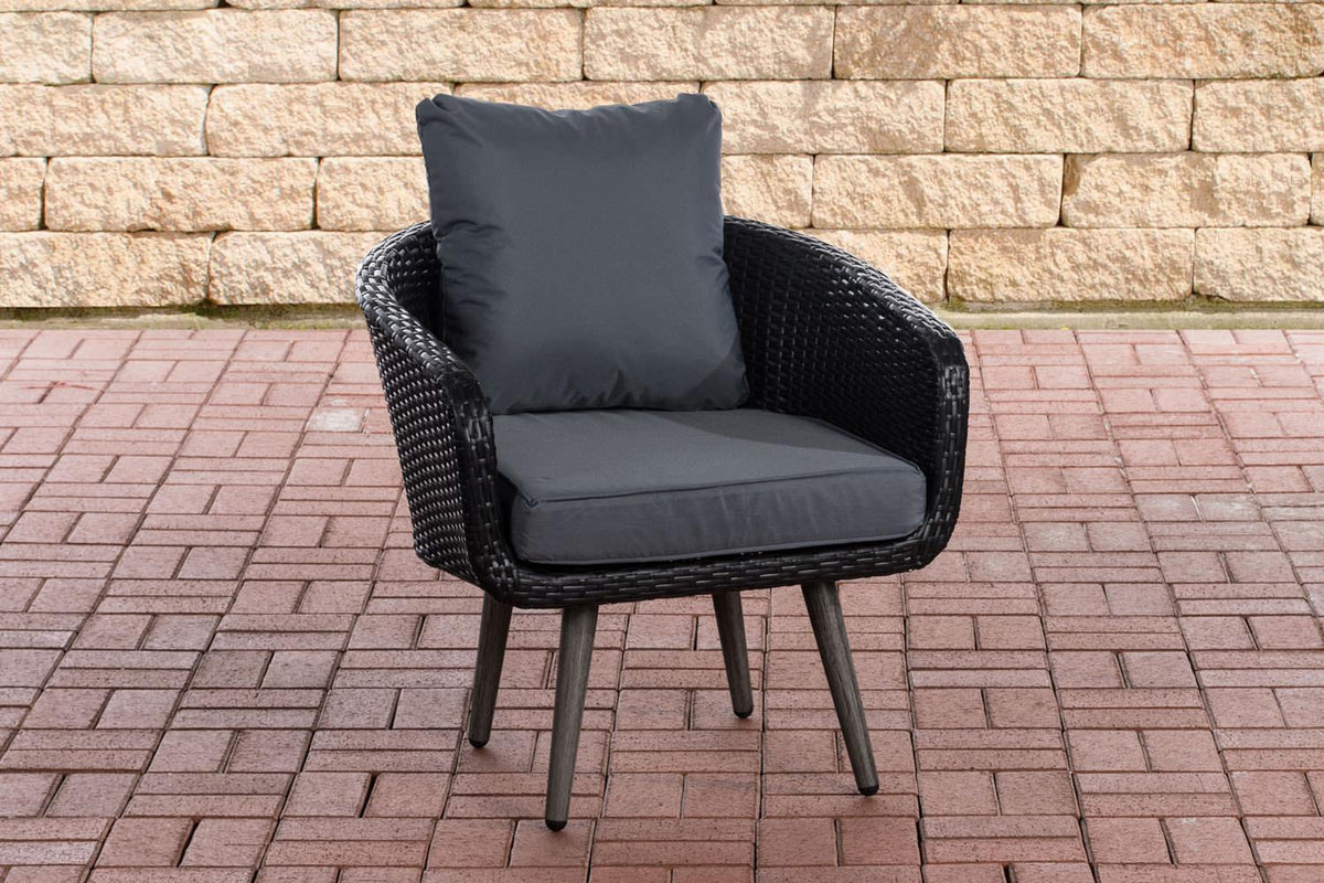 Fauteuil Ameland vlak rotan Zithoogte 45 cm ijzerachtig grijs,zwart schwarz