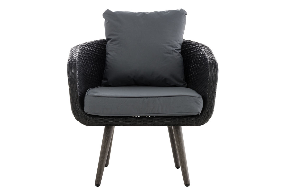 Fauteuil Ameland vlak rotan Zithoogte 45 cm ijzerachtig grijs,zwart schwarz
