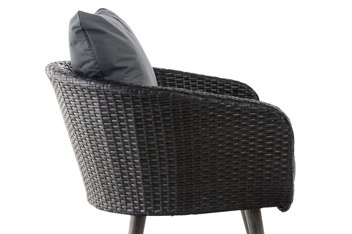 Fauteuil Ameland vlak rotan Zithoogte 45 cm ijzerachtig grijs,zwart schwarz