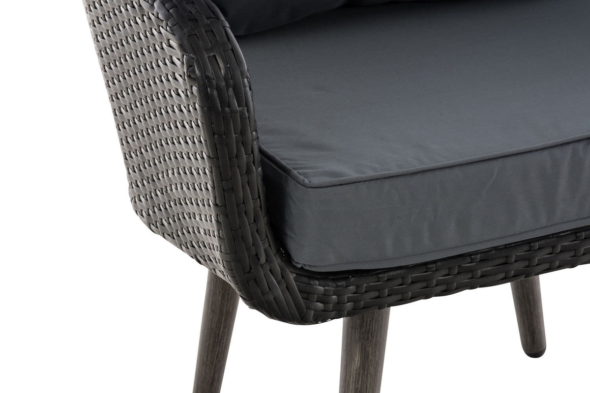 Fauteuil Ameland vlak rotan Zithoogte 45 cm ijzerachtig grijs,zwart schwarz