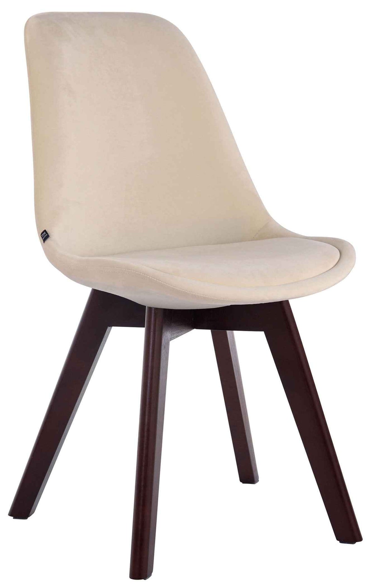 Eetkamerstoel Borneo V2 fluweel creme,walnoot creme