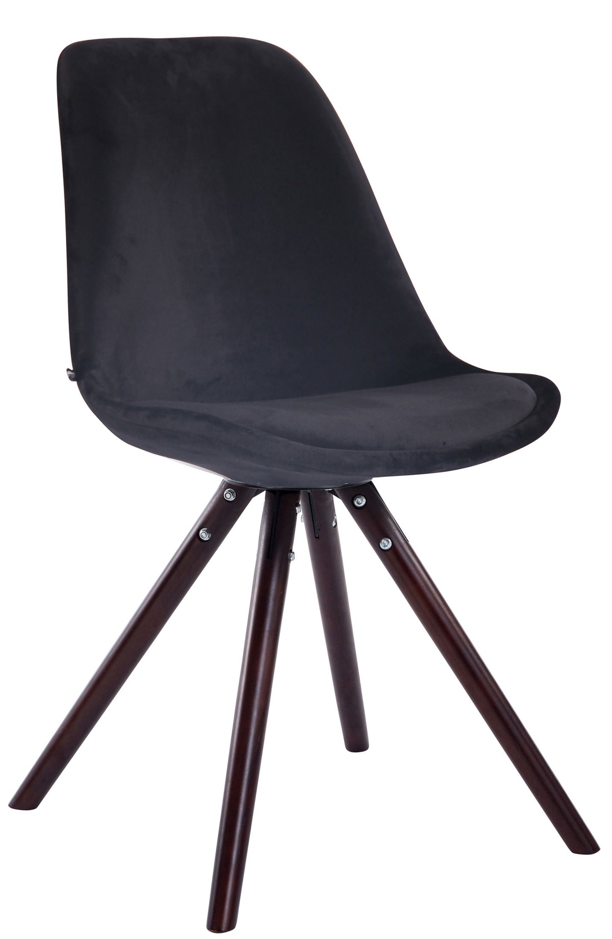 Eetkamerstoel Toulouse fluweel rond frame zwart,cappuccino schwarz
