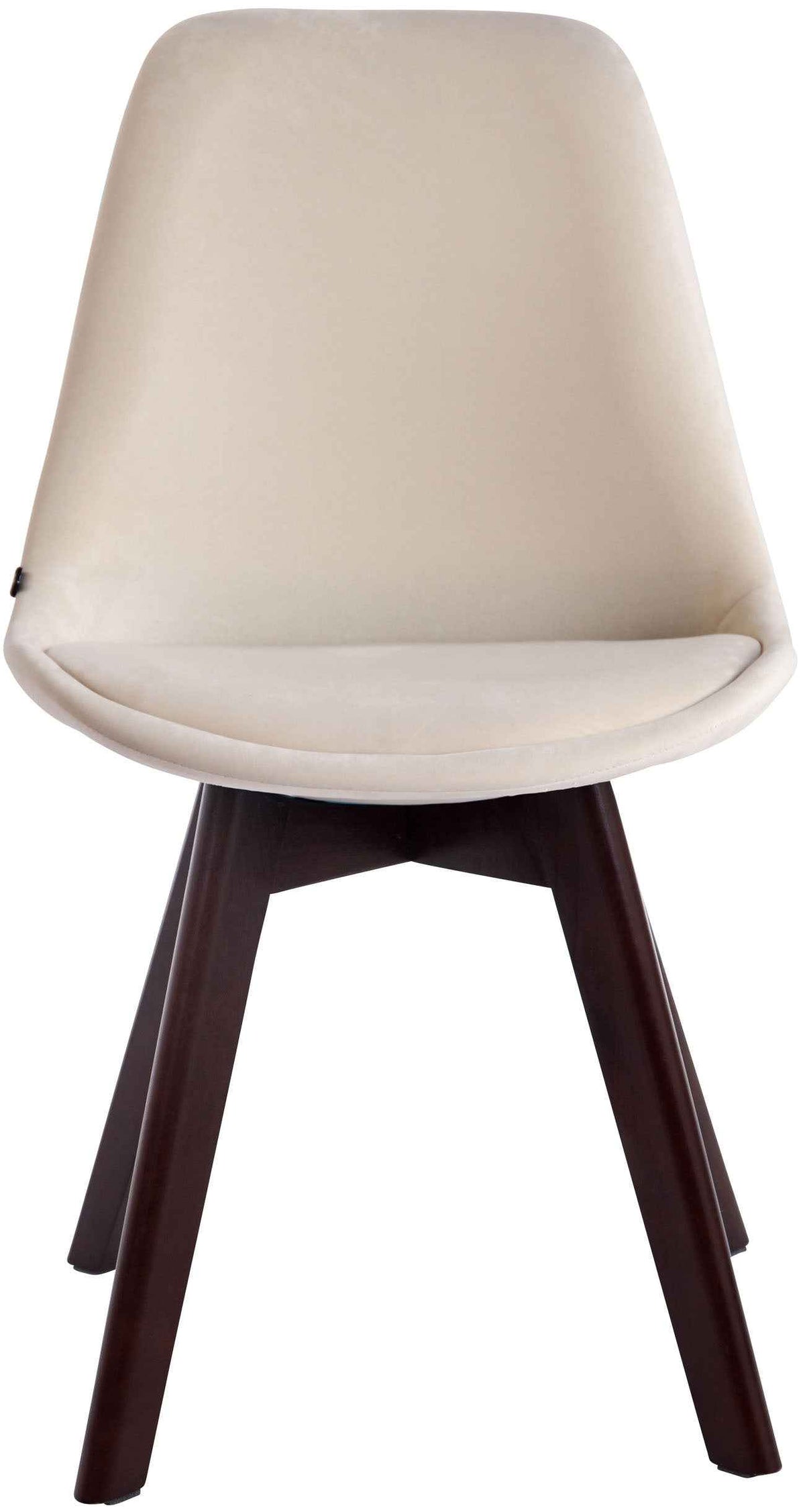 Eetkamerstoel Borneo V2 fluweel creme,walnoot creme