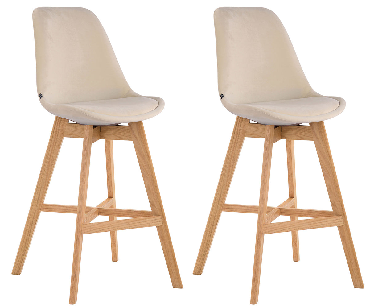 Set van 2 barkrukken Cannes fluweel creme,natura creme