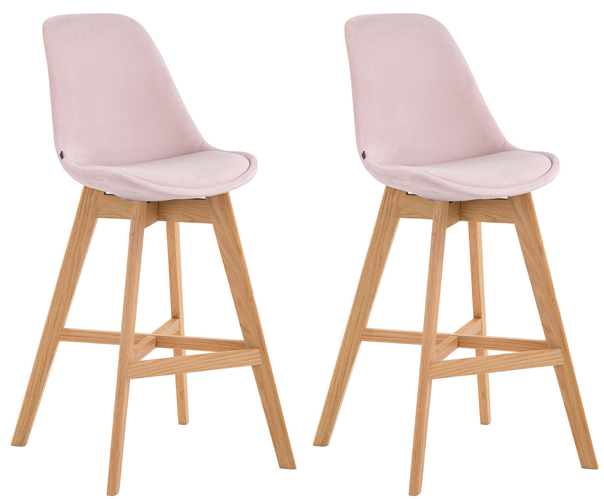 Set van 2 barkrukken Cannes fluweel roze,natura pink