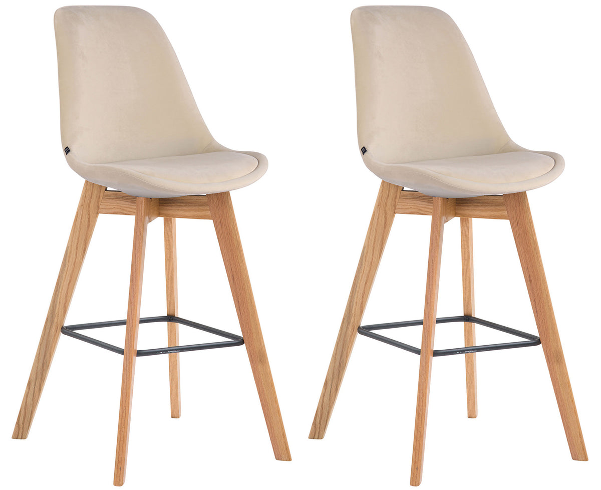 Set van 2 barkrukken Metz fluweel creme,natura creme