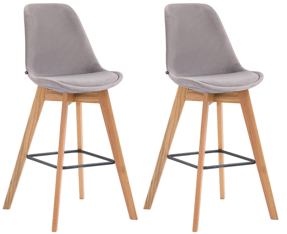 Set van 2 barkrukken Metz fluweel grijs,natura grau