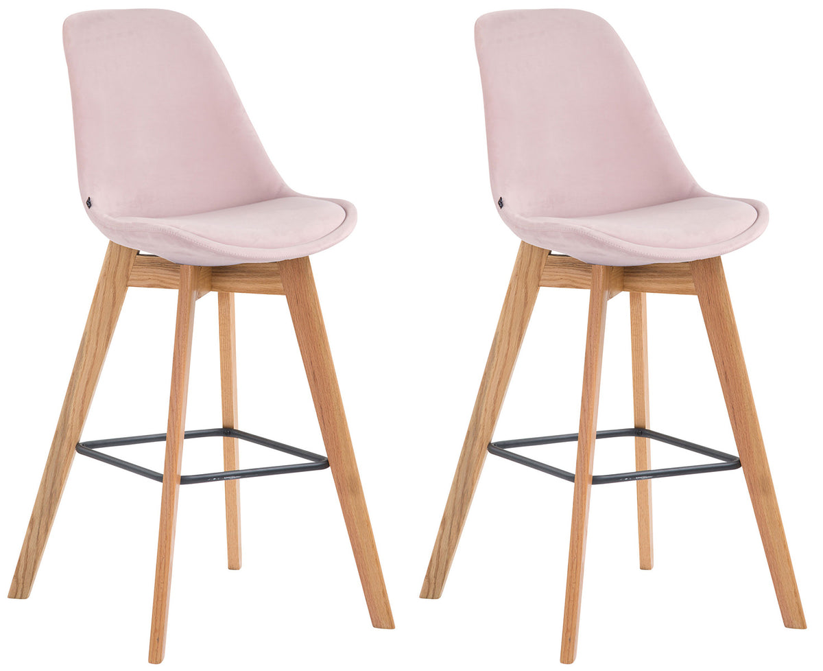 Set van 2 barkrukken Metz fluweel roze,natura pink