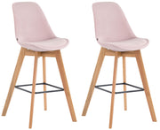Set van 2 barkrukken Metz fluweel roze,natura pink
