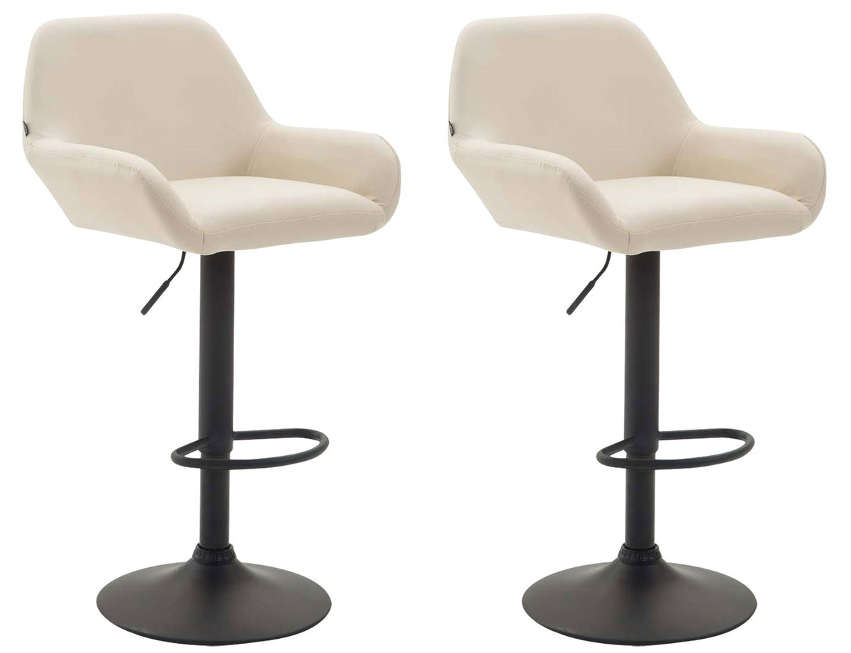 Set van 2 barkrukken Braga kunstleer creme,zwart creme