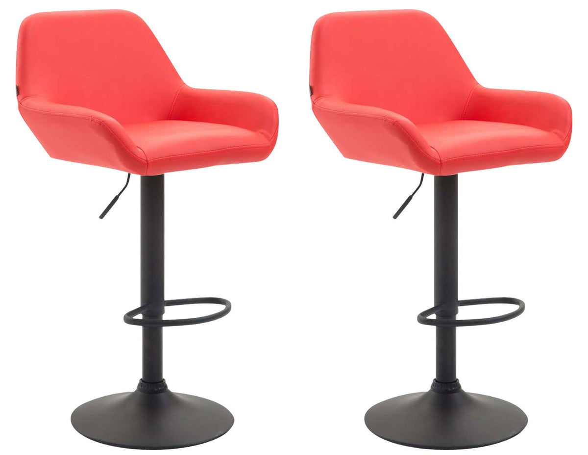 Set van 2 barkrukken Braga kunstleer rood,zwart rot