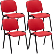 4-delige set bezoekersstoel Ken Kunstleer rood rot