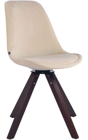 Eetkamerstoel Troyes fluweel vierkant frame walnoot,creme creme