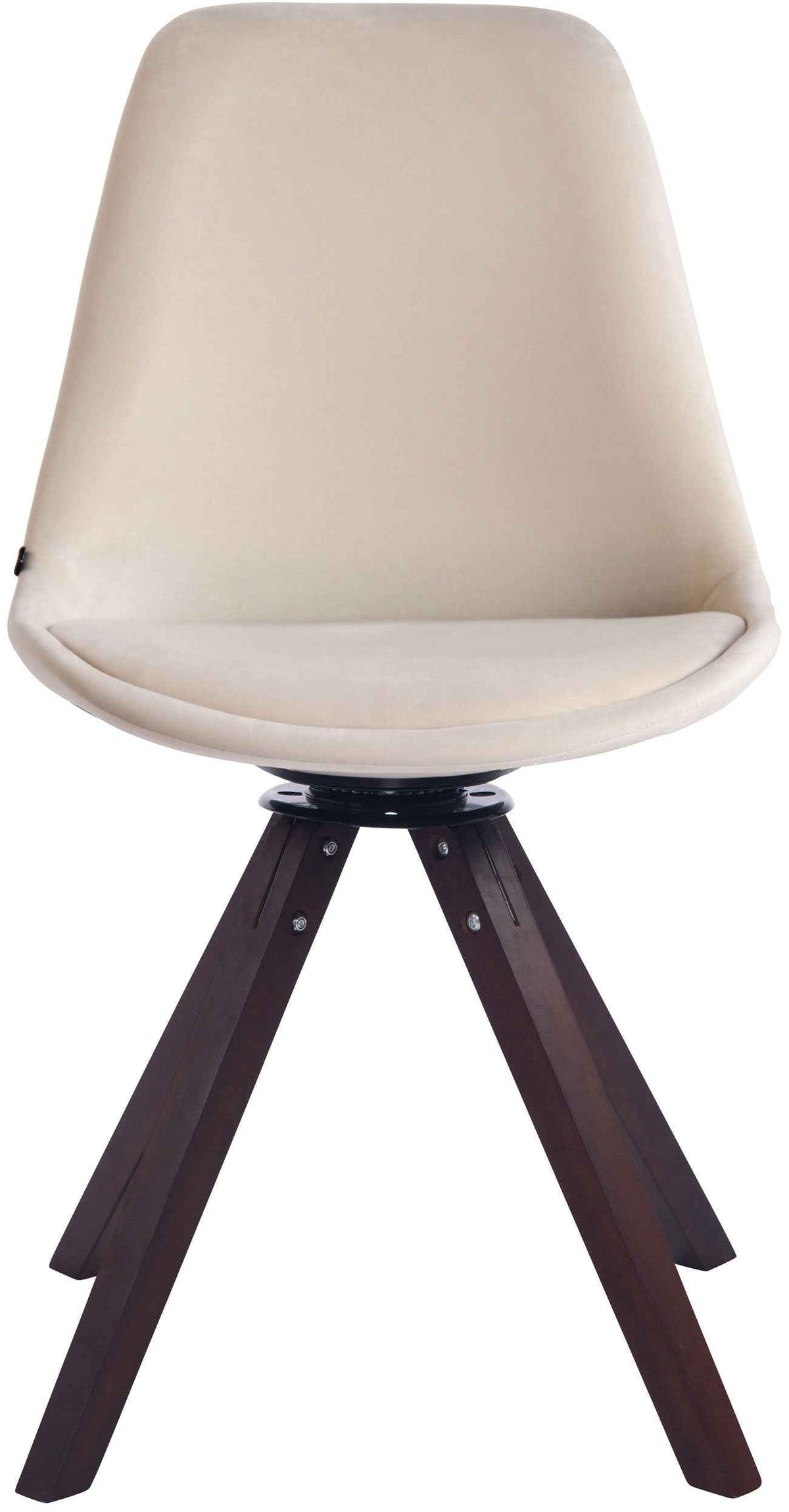 Eetkamerstoel Troyes fluweel vierkant frame walnoot,creme creme