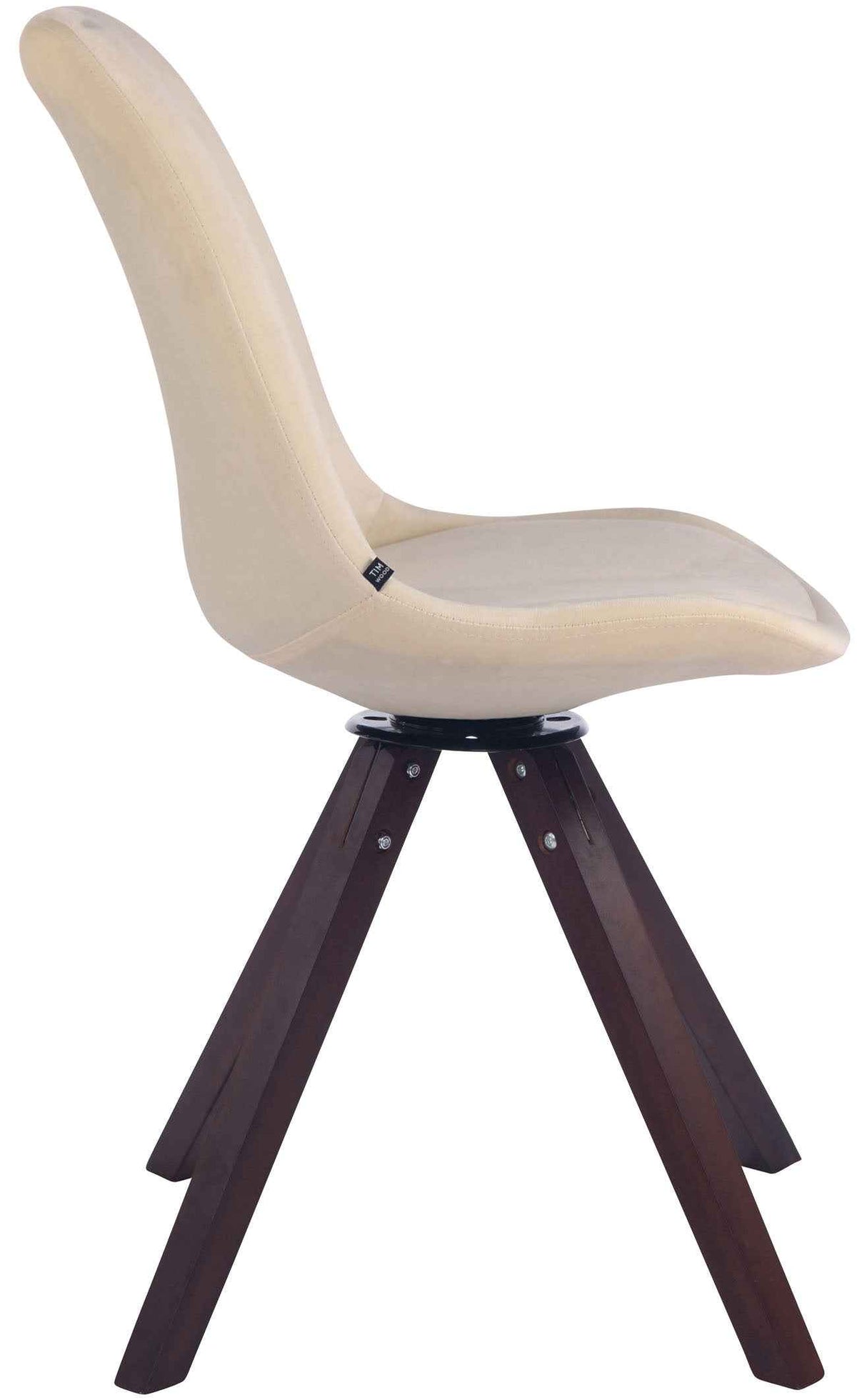 Eetkamerstoel Troyes fluweel vierkant frame walnoot,creme creme