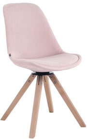 Eetkamerstoel Troyes fluweel vierkant frame natura,roze pink