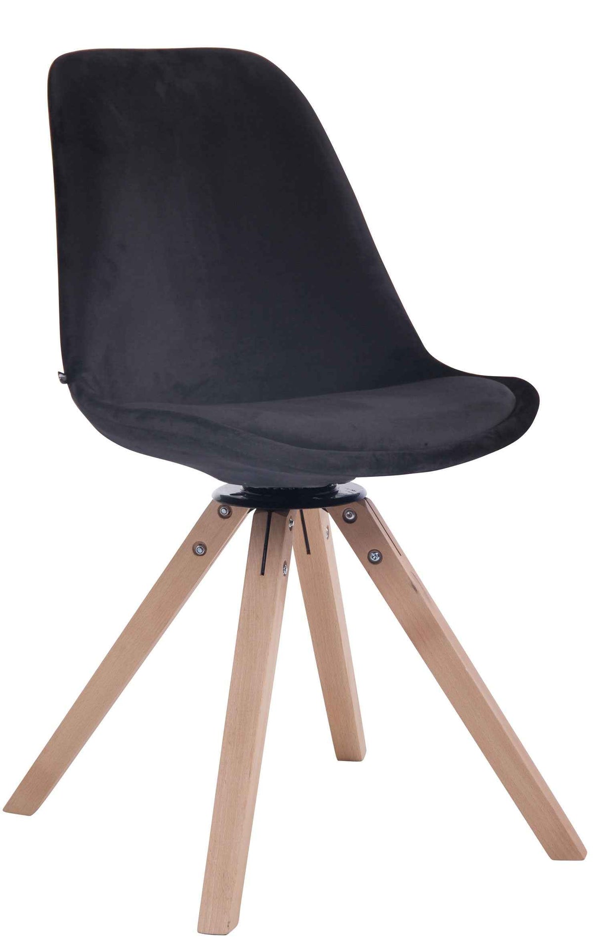 Eetkamerstoel Troyes fluweel vierkant frame natura,zwart schwarz