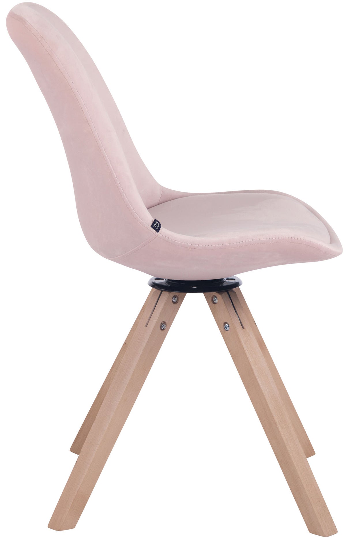 Eetkamerstoel Troyes fluweel vierkant frame natura,roze pink
