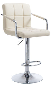 Barkruk Lucy Kunstleer creme,chroom creme