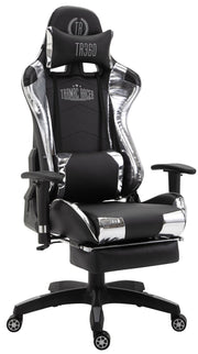 Racing bureaustoel XL Turbo met voetsteun zwart/wit,Kunstleer (metallic) schwarz/weiß