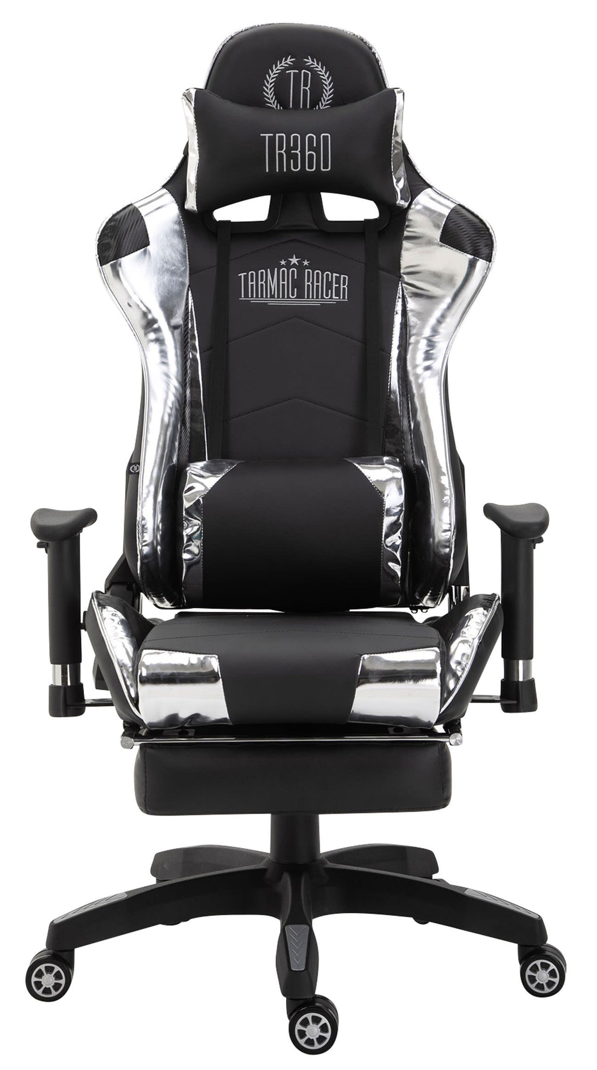 Racing bureaustoel XL Turbo met voetsteun zwart/wit,Kunstleer (metallic) schwarz/weiß