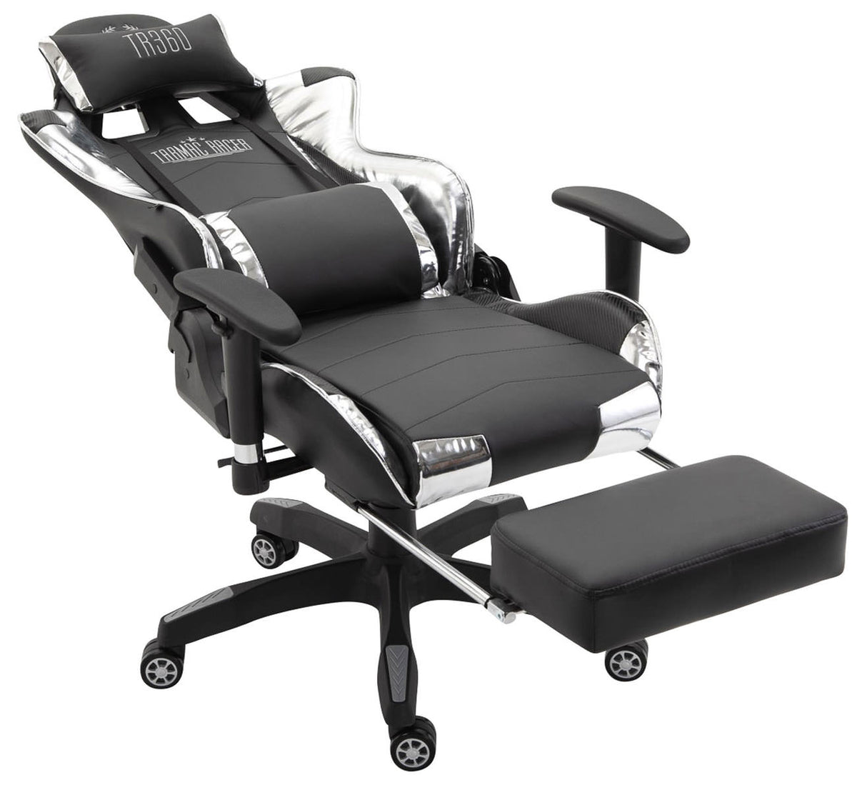 Racing bureaustoel XL Turbo met voetsteun zwart/wit,Kunstleer (metallic) schwarz/weiß