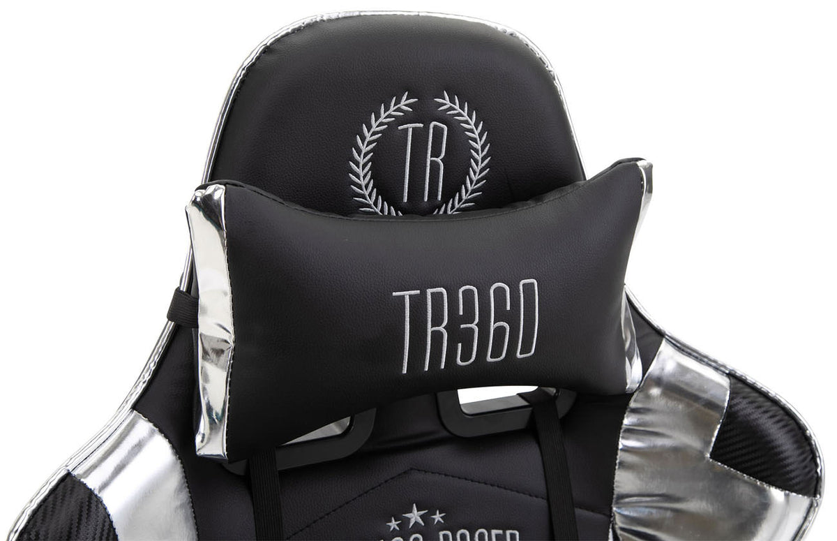 Racing bureaustoel XL Turbo met voetsteun zwart/wit,Kunstleer (metallic) schwarz/weiß