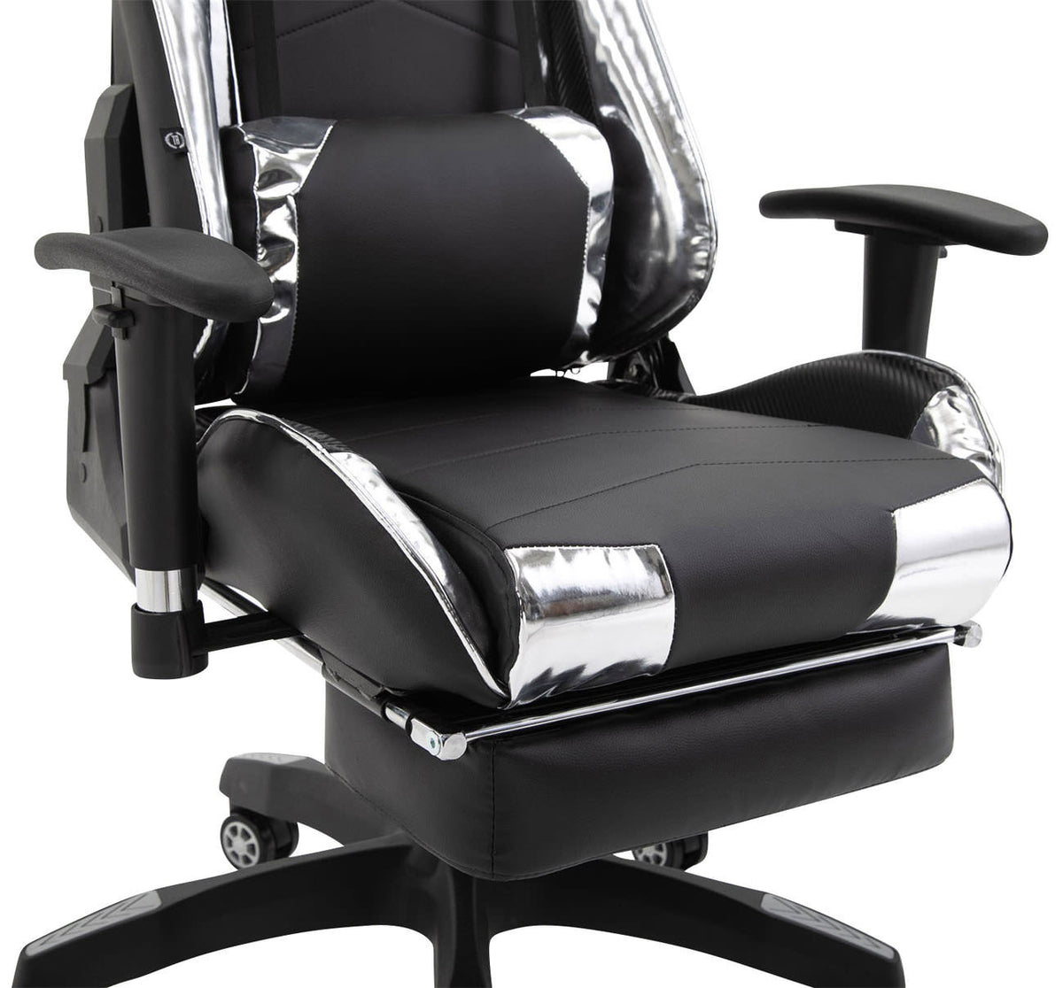 Racing bureaustoel XL Turbo met voetsteun zwart/wit,Kunstleer (metallic) schwarz/weiß