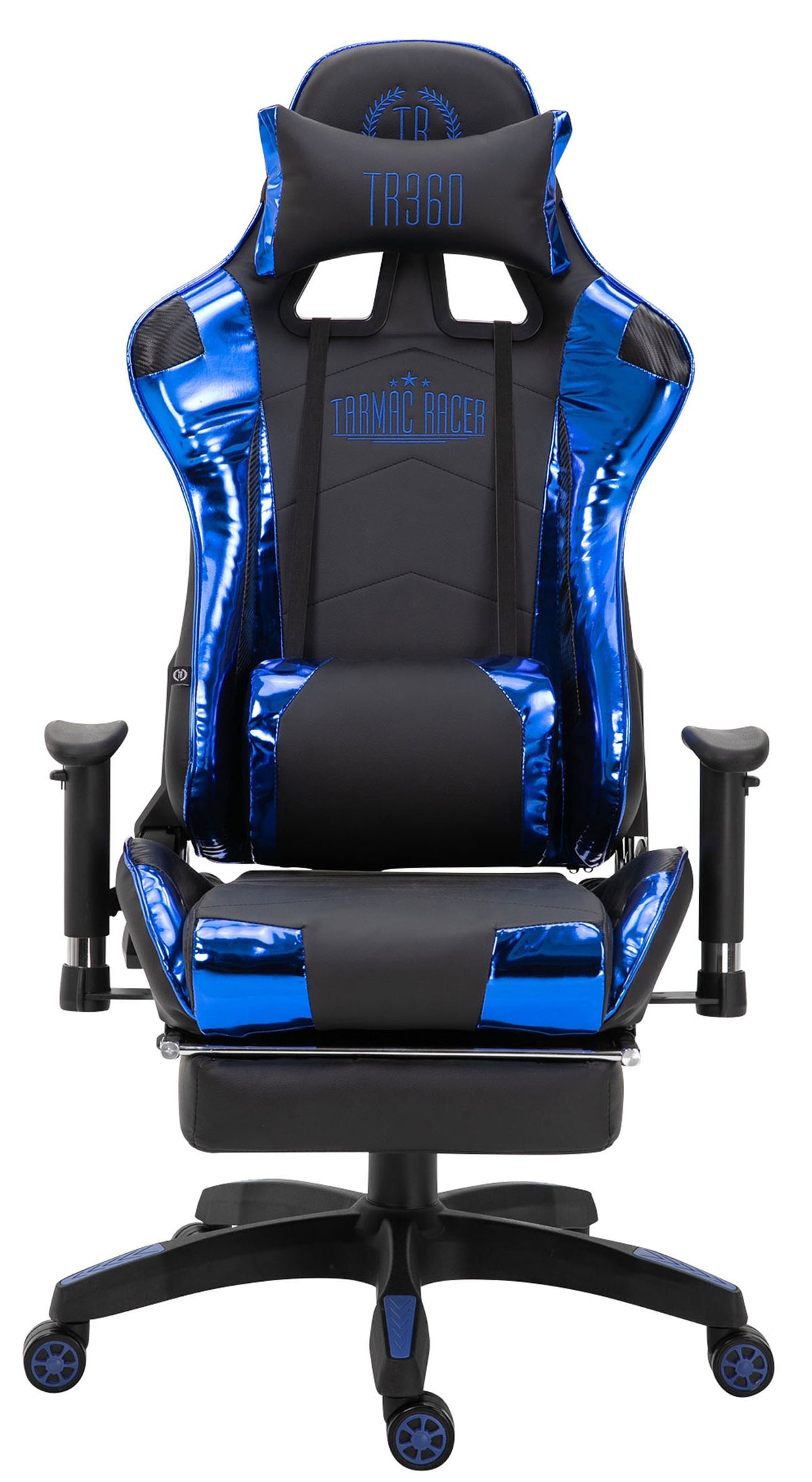 Racing bureaustoel XL Turbo met voetsteun zwart/blauw,Kunstleer (metallic) schwarz/blau