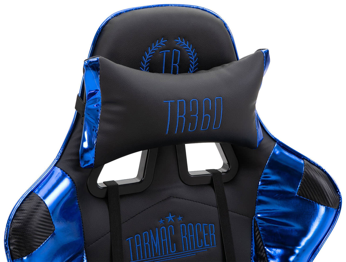 Racing bureaustoel XL Turbo met voetsteun zwart/blauw,Kunstleer (metallic) schwarz/blau