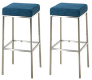 Set van 2 barkrukken Montreal 85 stof blauw,roestvrij staal blau