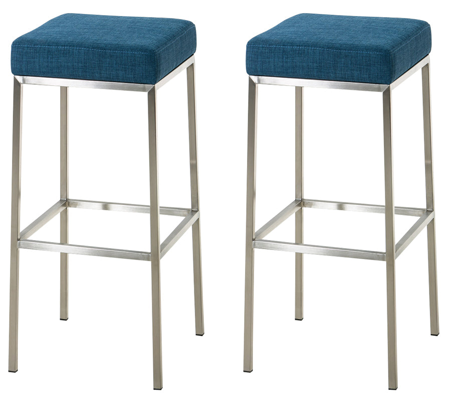 Set van 2 barkrukken Montreal 85 stof blauw,roestvrij staal blau
