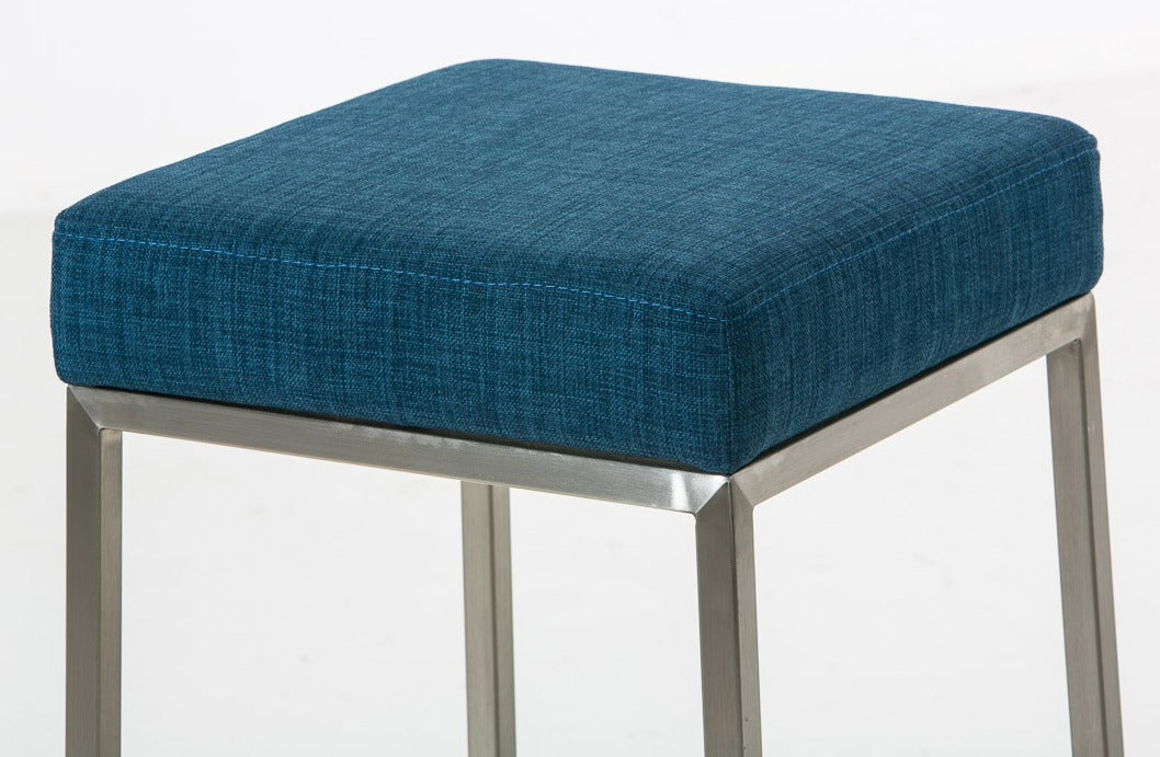 Set van 2 barkrukken Montreal 85 stof blauw,roestvrij staal blau