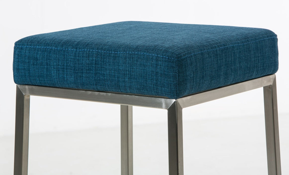 Set van 2 barkrukken Montreal 85 stof blauw,roestvrij staal blau