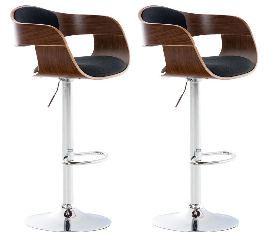 Set van 2 barkrukken Kingston stof walnoot/zwart walnuss/schwarz