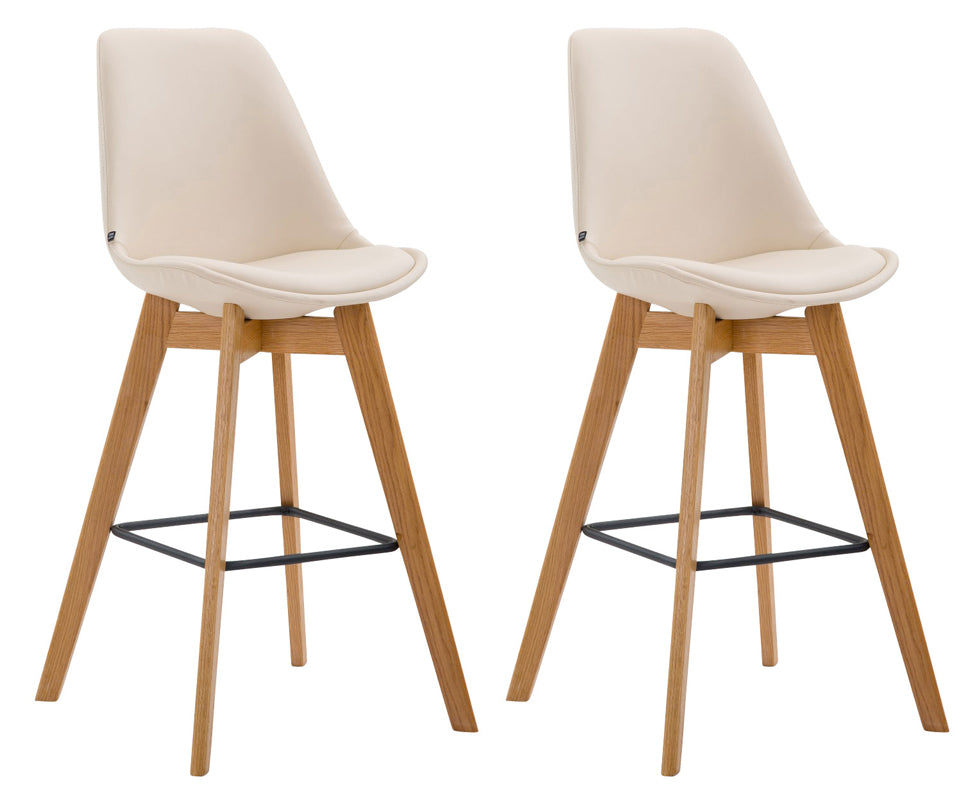 Set van 2 barkrukken Metz kunstleer creme,natura creme